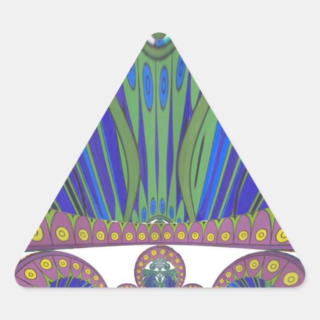 African Blue Purple Decorative Art Design Print Triangle Sticker (Front)