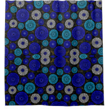 African Blue Solar Burst Geometric Shower Curtain