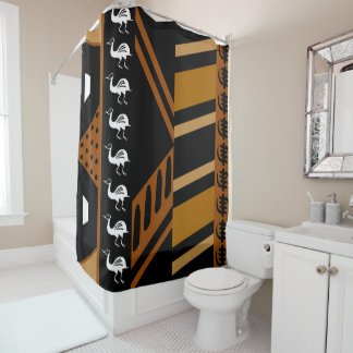 African Bogolan Mud Cloth Shower Curtain Design
