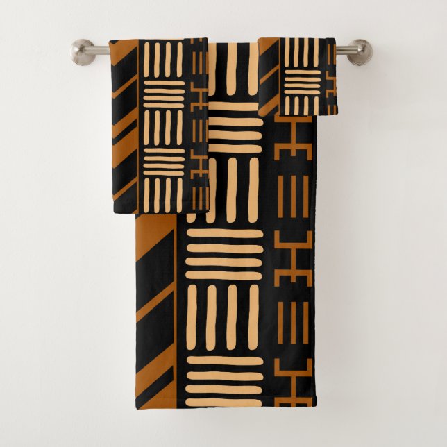 African Bogolan Style Mud Cloth Inspired Towel Set (Insitu)