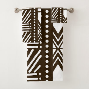 African Bogolan Style Mud Cloth Inspired Towel Set