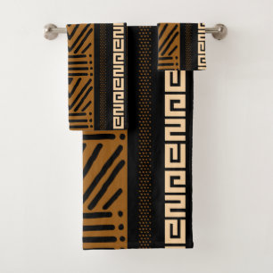 African Bogolan Style Mud Cloth Inspired Towel Set