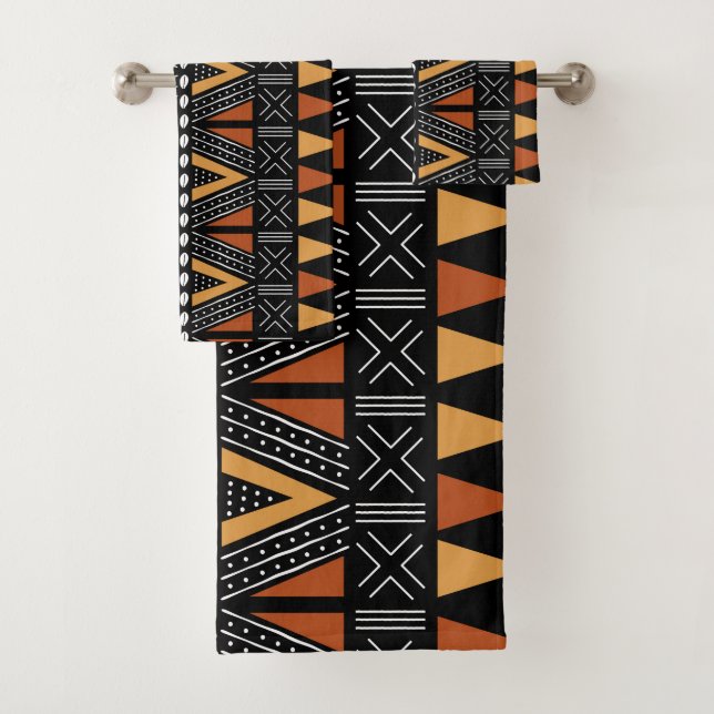African Bogolan Style Mud Cloth Inspired Towel Set (Insitu)