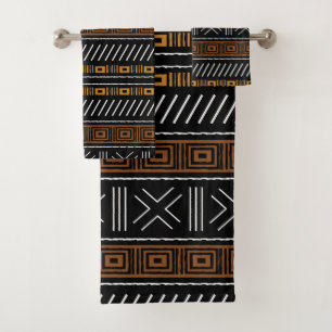 African Bogolan Style Mud Cloth Inspired Towel Set