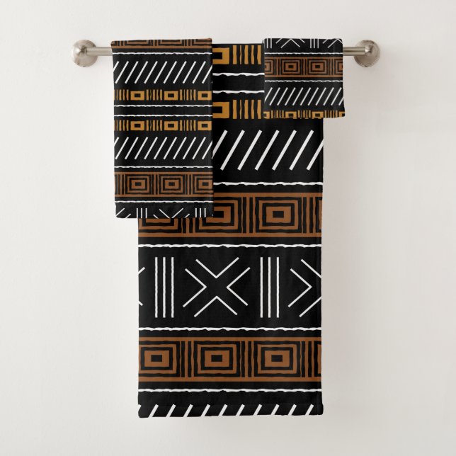 African Bogolan Style Mud Cloth Inspired Towel Set (Insitu)