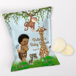 African Boy Safari Baby Shower Chip Bag Wrapper