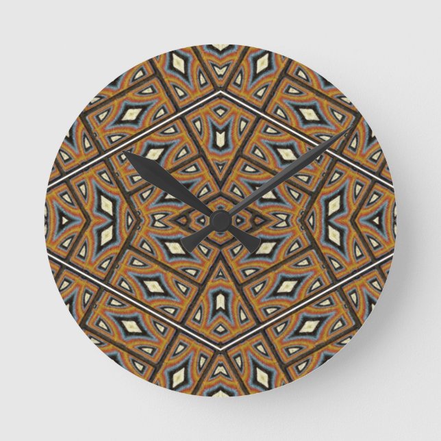 African Bricks Kaleidoscope Round Clock (Front)