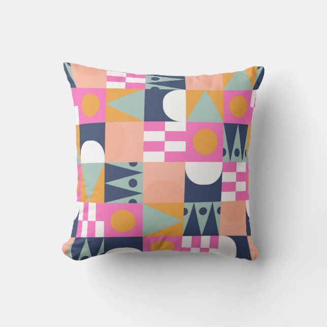 African bright color block seamless pattern. Geome Throw Pillow (Front)