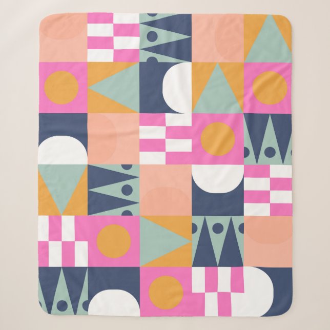African bright colour block seamless pattern. Geom Sherpa Blanket (Front)