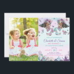 African Brown Mermaids Twin Sisters Birthday Photo Invitation<br><div class="desc">Whimsical mermaids twins / sisters birthday party invitation, featuring two beautiful mermaids, adorable under the sea creatures and colourful corals against rainbow deep ocean backdrop. Personalize it with your party details easily and quickly, simply press the customize it button to further re-arrange and format the style and placement of the...</div>
