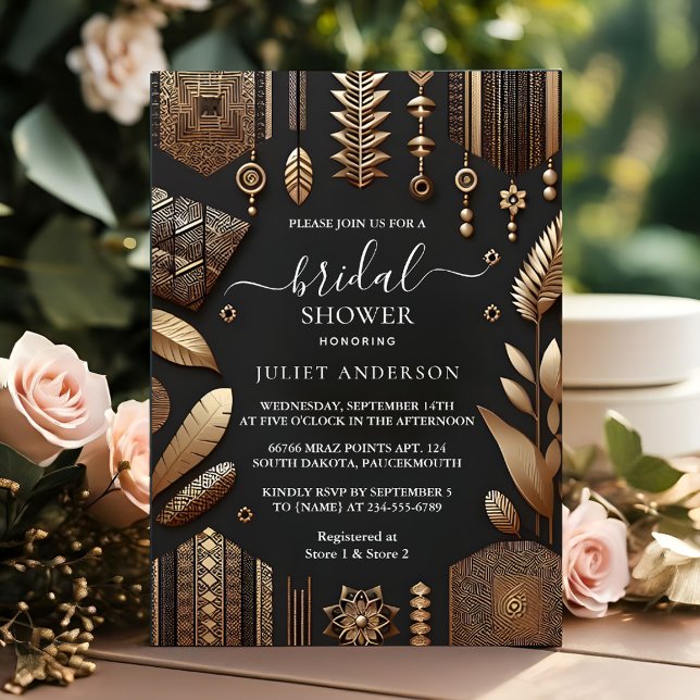 African Brown Traditional Nigeria Bridal Shower Invitation (Creator Uploaded)
