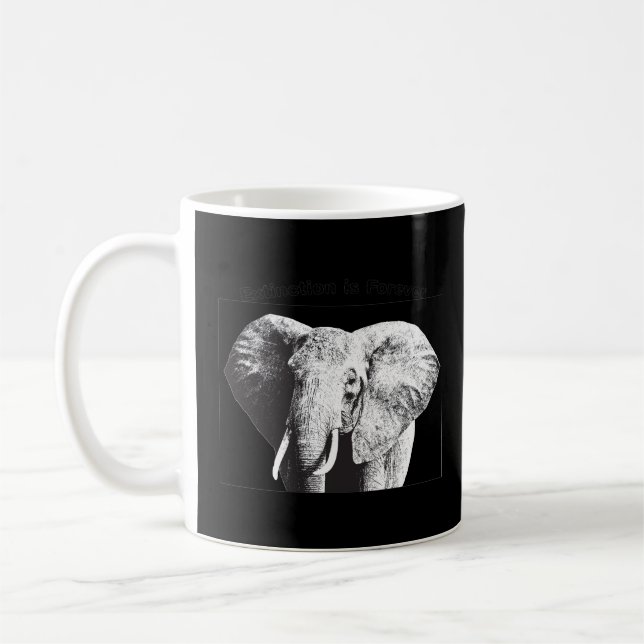 African Bush Elephant Drawing Coffee Mug (Left)