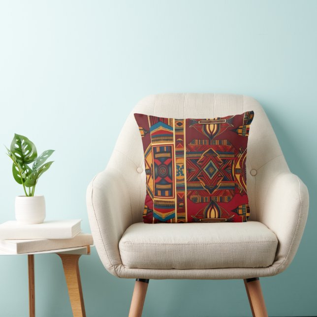 African Canvas Throw Pillow (Chair)
