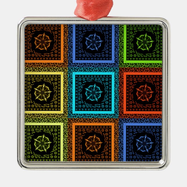 African Checkered Pattern Art Print Metal Ornament (Front)