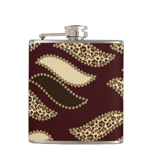 African cheetah skin pattern 2 hip flask