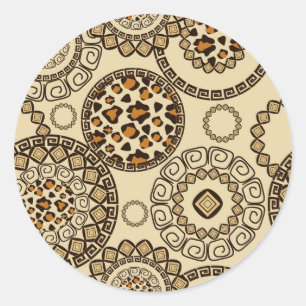African cheetah skin pattern 3 classic round sticker