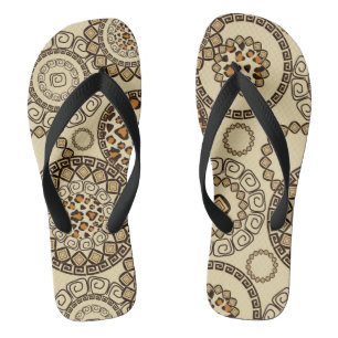African cheetah skin pattern 3 flip flops