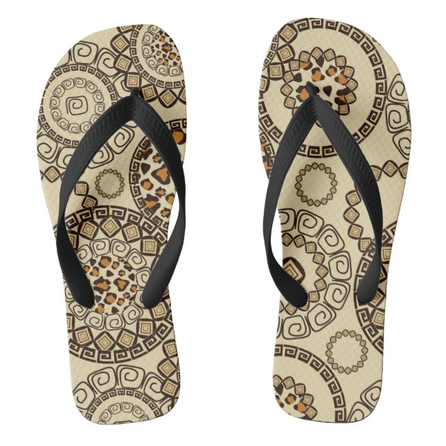 African cheetah skin pattern 3 flip flops (Footbed)