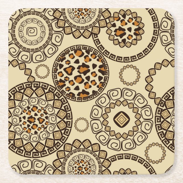 African cheetah skin pattern 3 square paper coaster (Front)