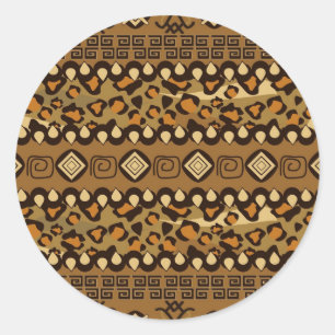 African cheetah skin pattern classic round sticker