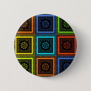 African Chequered Pattern Art Print 2 Inch Round Button