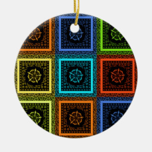 African Chequered Pattern Art Print Ceramic Ornament