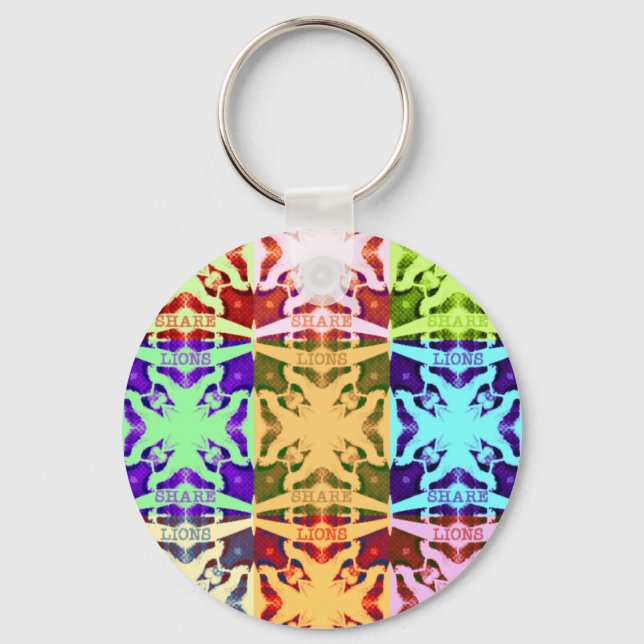 African Chequered Pop art Culture colourful patter Keychain (Front)