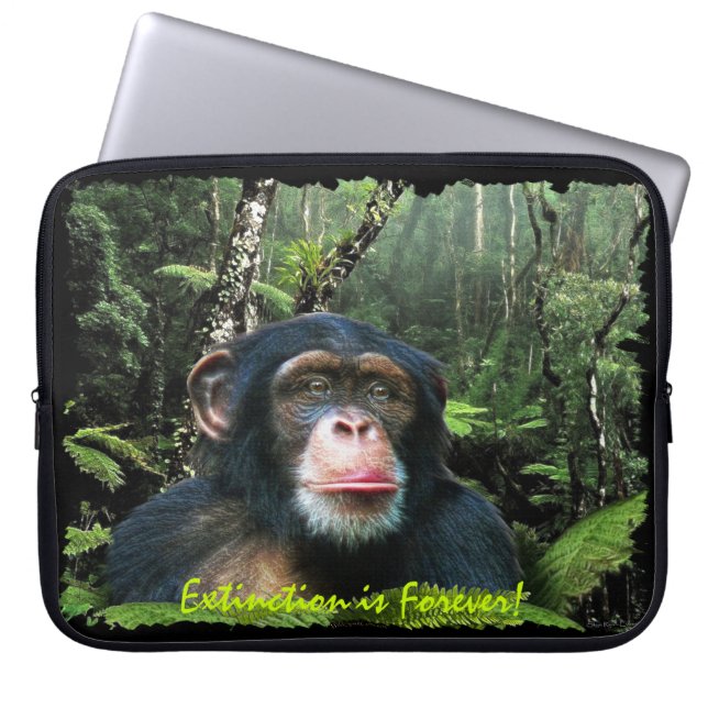 African Chimpanzee & Jungle Wildlife Laptop Sleeve (Front)