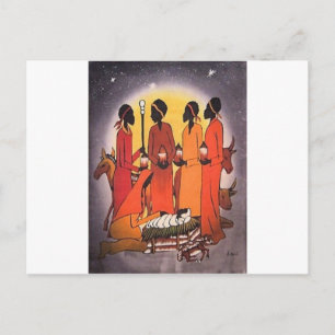 African Christmas Nativity Scene Holiday Postcard