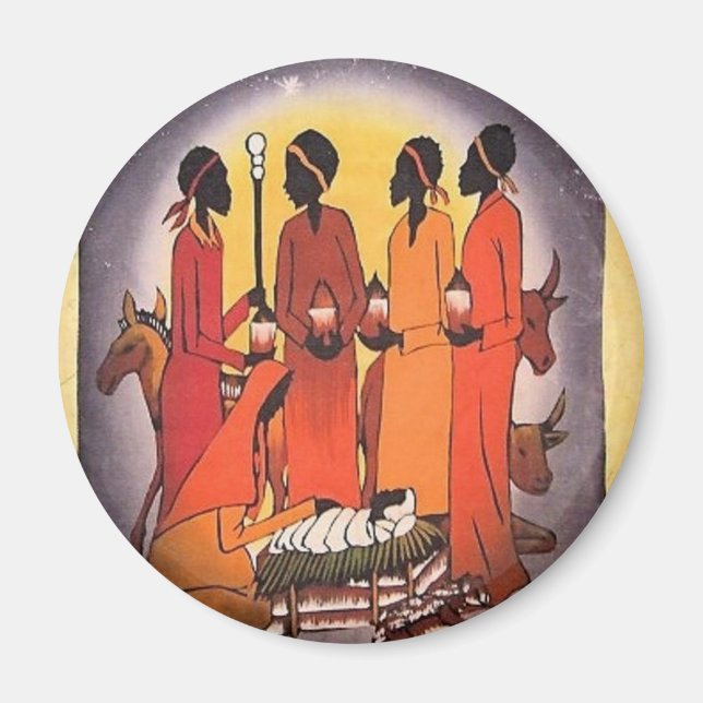 African Christmas Nativity Scene Magnet (Front)
