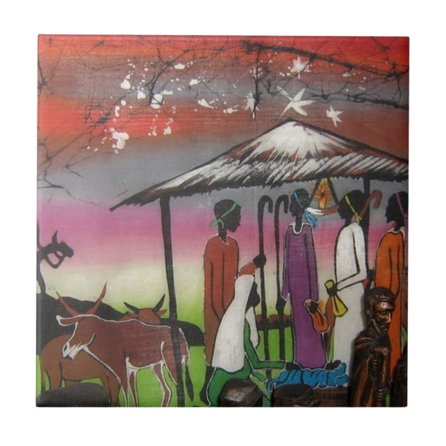 African Christmas Nativity Scene Tile (Front)