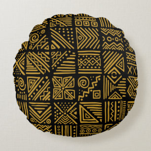 African clash vintage seamless pattern in ethnic t round pillow