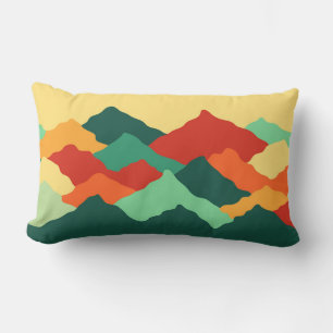 African Colorful Mountains Abstract Nature Art Lumbar Pillow