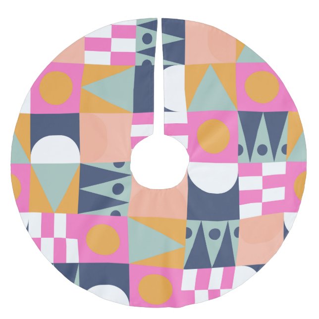 African colour block, geometric pattern. brushed polyester tree skirt (Front)