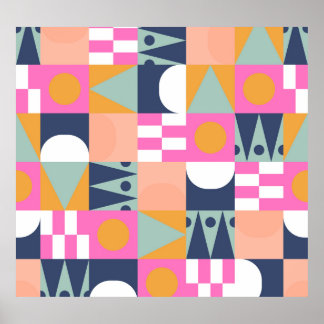 African colour block, geometric pattern. poster