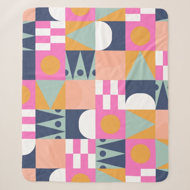 African colour block, geometric pattern. sherpa blanket (Front)