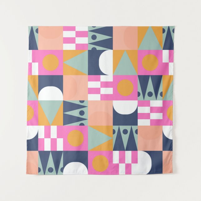 African colour block, geometric pattern. tapestry (Front)