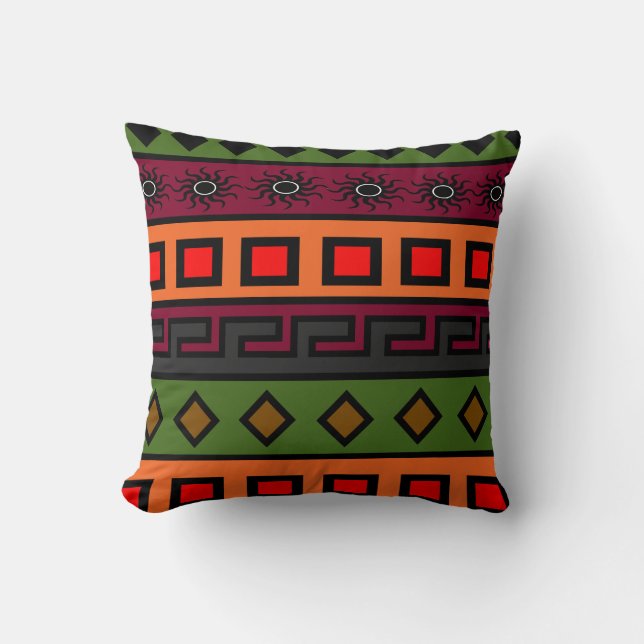 African coloured pattern throw pillow (Front)
