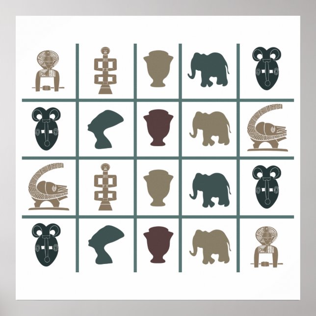 african colourful symbols pattern poster (Front)