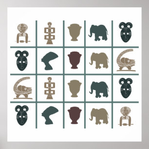 african colourful symbols pattern poster