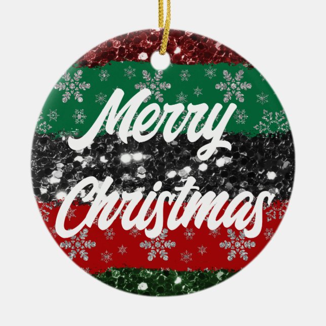 African colours christmas Tree Ornaments, Christma Ceramic Ornament (Front)