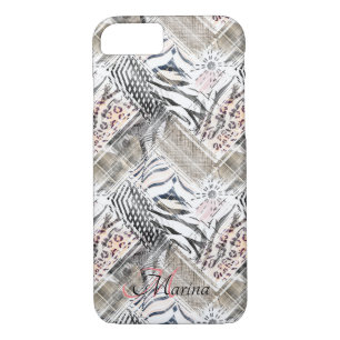 African, combined, leather, tiger, personalized Case-Mate iPhone case