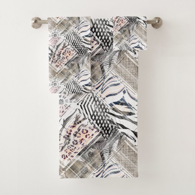 African, combo, skin, tiger, Jaguar, spotted Bath Towel Set (Insitu)