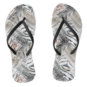 African, combo, skin, tiger, Jaguar, spotted, str Flip Flops
