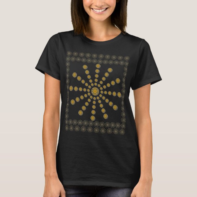 African Cool Sunflower Polka Dot Art Print Design T-Shirt (Front)