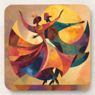 African Couple Dancing Art Print Coaster