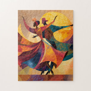 African Couple Dancing Art Print Jigsaw Puzzle