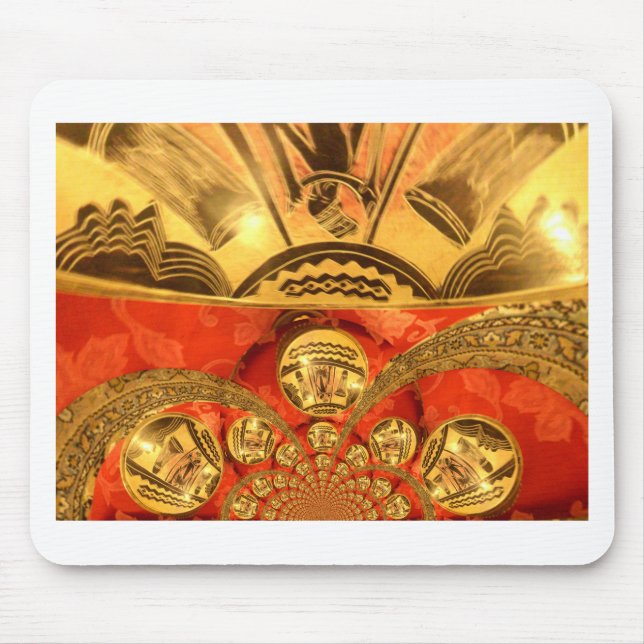 African Cultural Art: Rich Golden Red Design Mouse Pad (Front)