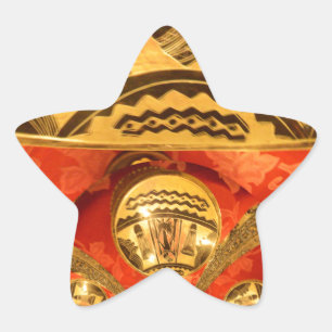 African Cultural Art: Rich Golden Red Design Star Sticker
