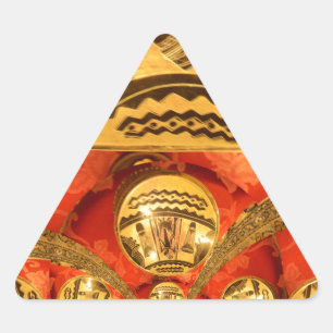 African Cultural Art: Rich Golden Red Design Triangle Sticker